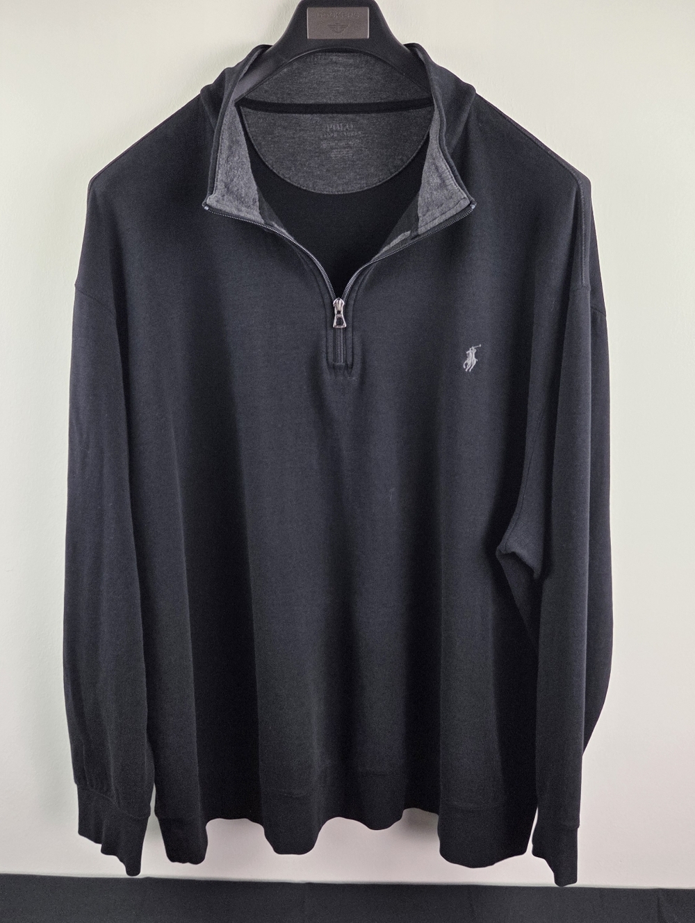 Polo Ralph Lauren Sweater Mens 3XL Black Pullover 1/4 Zip Viscose Blend
